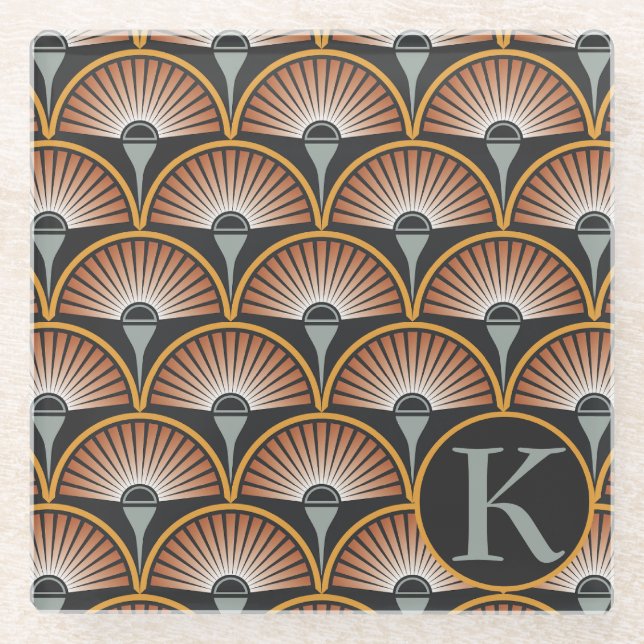 Art Deco Jazz Age Sunset Jukebox Glass Coaster (Front)