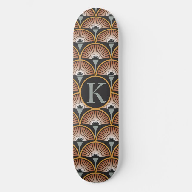 Art Deco Jazz Age Sunset Jukebox Skateboard (Front)