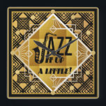Art Deco JAZZ Saxophone Black Gold 1920s Music Square Wall Clock<br><div class="desc">Striking vintage type image in black and gold with a 1920s Saxophone in the art deco style and the words 'JAzz it up a little'. Fantastic clock for those with a love of Jazz music and the sax.</div>