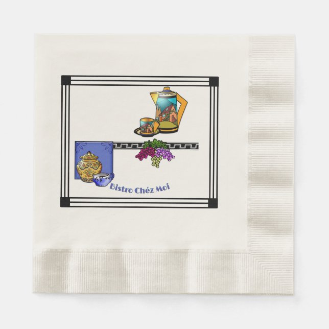 Art Deco Kitchen Bistro Personalised Napkin (Front)