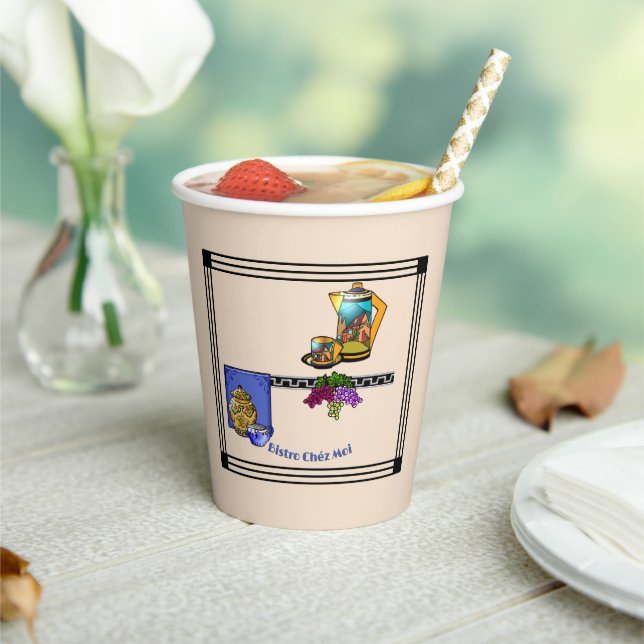 Art Deco Kitchen Bistro Personalised Paper Cups (Insitu)