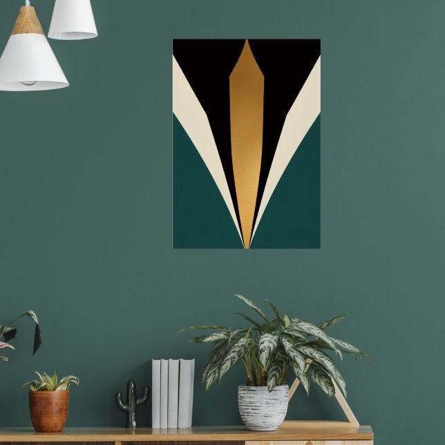 Art Deco Kite Poster | Gold Cream Black Geometric (Living Room 1)