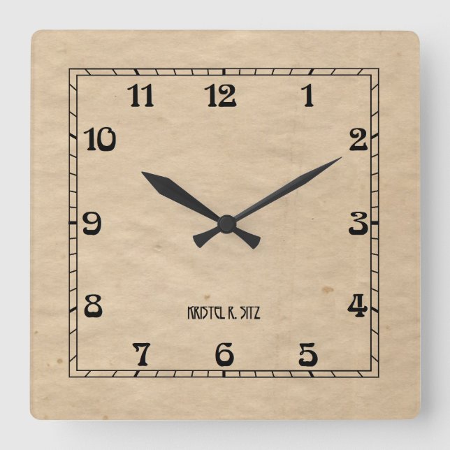 Art Deco KRS Square Wall Clock (Front)