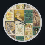 Art Deco Ladies  Large Clock<br><div class="desc">vintage art with paintings of various art deco designs with ladies,  patterns,  and advertising artwork.</div>