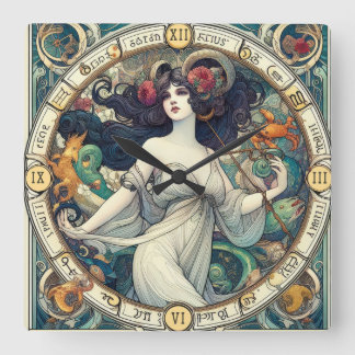 Art Deco Lady AI Design Assisted Wall Clock