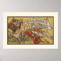 Art Deco Lady and Flowers Poster