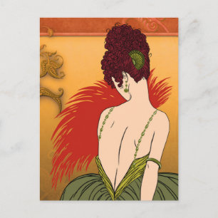 Art Deco Lady - BIANCA: Antique Autumn Postcard