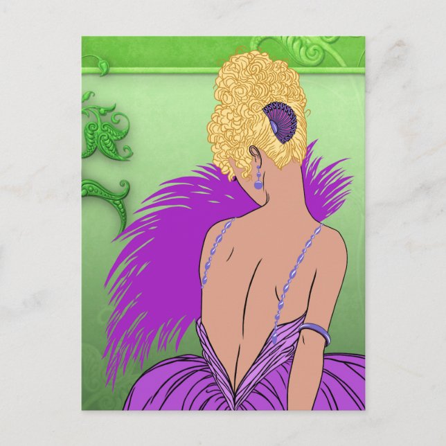 Art Deco Lady - BIANCA: Spring Lilac Postcard (Front)