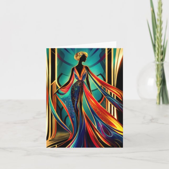 Art Deco Lady Blank Card (Front)