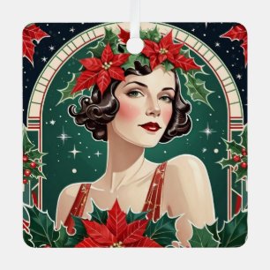 Art Deco Lady Elegant Christmas Tree Personalised Metal Tree Decoration