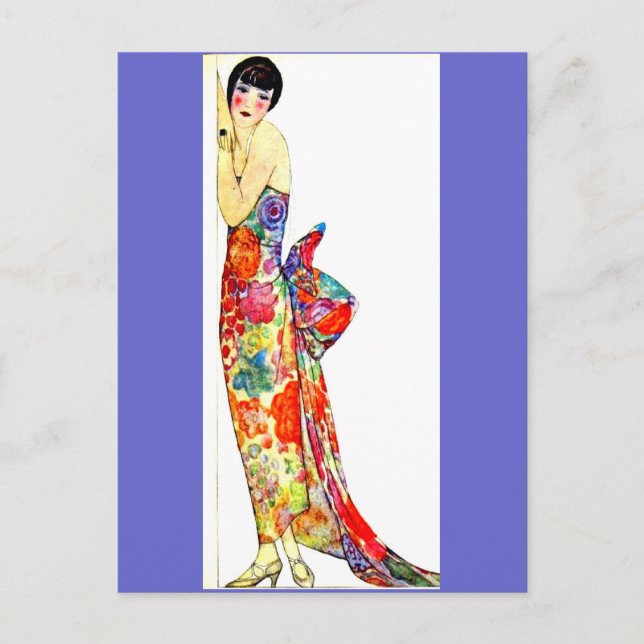 Art Deco Lady in formal Gown Postcard (Front)