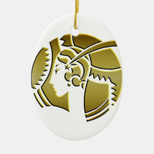 Art Deco Lady in Gold Ceramic Tree Decoration