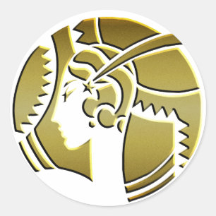 Art Deco Lady in Gold Classic Round Sticker