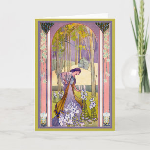 Art Deco Lady in the Garden Card
