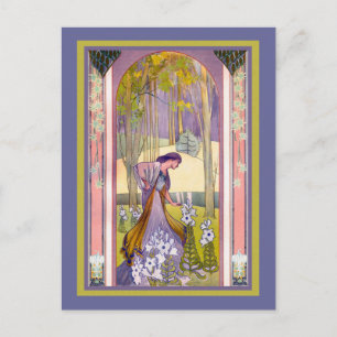 Art Deco Lady in the Garden Postcard