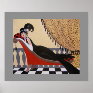 ART DECO LADY ON A LOUNGE POSTER