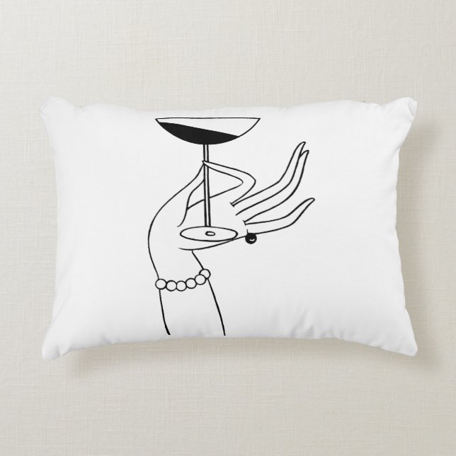 Art Deco Lady’s Hand Holding Champagne Glass Decorative Cushion (Front)