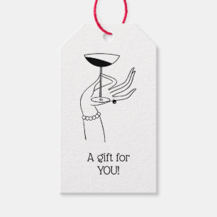 Art Deco Lady’s Hand Holding Champagne Glass Gift Tags