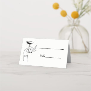 Art Deco Lady’s Hand Holding Champagne Glass Place Card