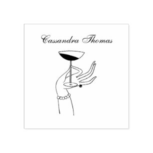 Art Deco Lady’s Hand Holding Champagne Glass Rubber Stamp