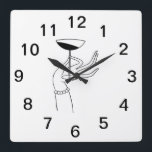 Art Deco Lady’s Hand Holding Champagne Glass Square Wall Clock<br><div class="desc">Vintage Art Deco Lady’s Hand Holding Champagne Glass - Vintage Advertising Art ======== Customisable invitations and accessories with a stylised vintage art deco advertising art image of a lady’s hand holding a champagne glass. You can easily customise these products by adding text fields, removing existing text fields, changing text fonts...</div>