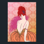 Art Deco Lady with Damask - BIANCA: Melon Melange Poster<br><div class="desc">Our beautiful Bianca is dressed in a full skirt and her top has straps consisting of strands of jewels. She holds a fan of feathers and is seated against a backdrop of rich damask. Bianca's hair is a mass of curls in a fabulous updo, held in place with a fan-shaped...</div>