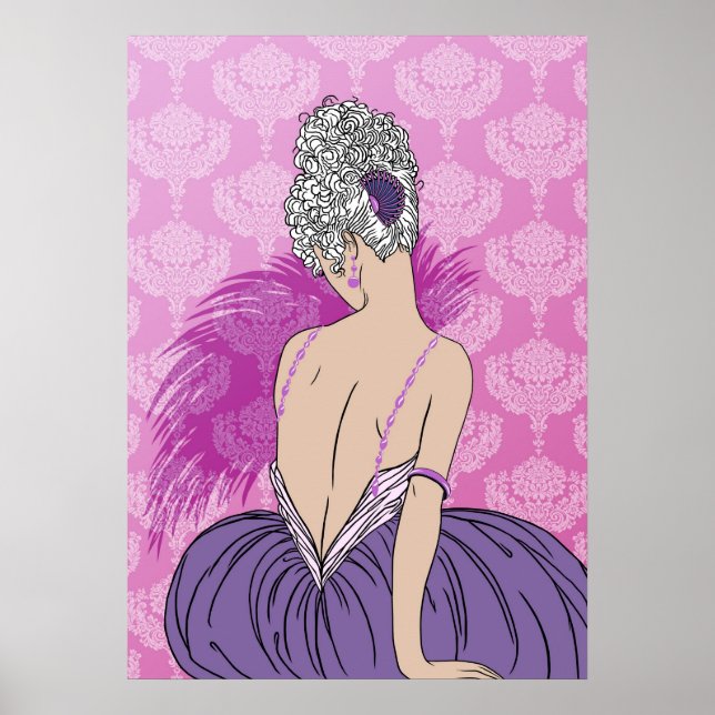 Art Deco Lady with Damask - BIANCA: Parisian Plum Poster (Front)
