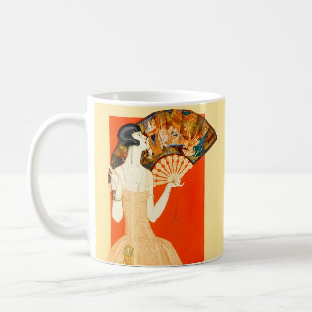 art deco lady with fan coffee mug (Left)