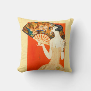 art deco lady with fan cushion