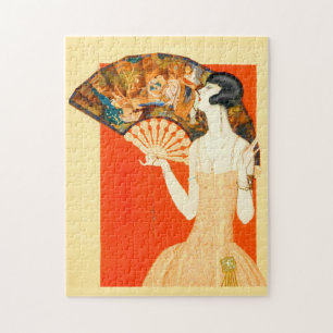 art deco lady with fan jigsaw puzzle
