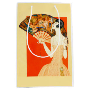 art deco lady with fan medium gift bag