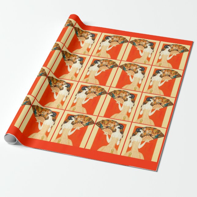 art deco lady with fan wrapping paper (Unrolled)