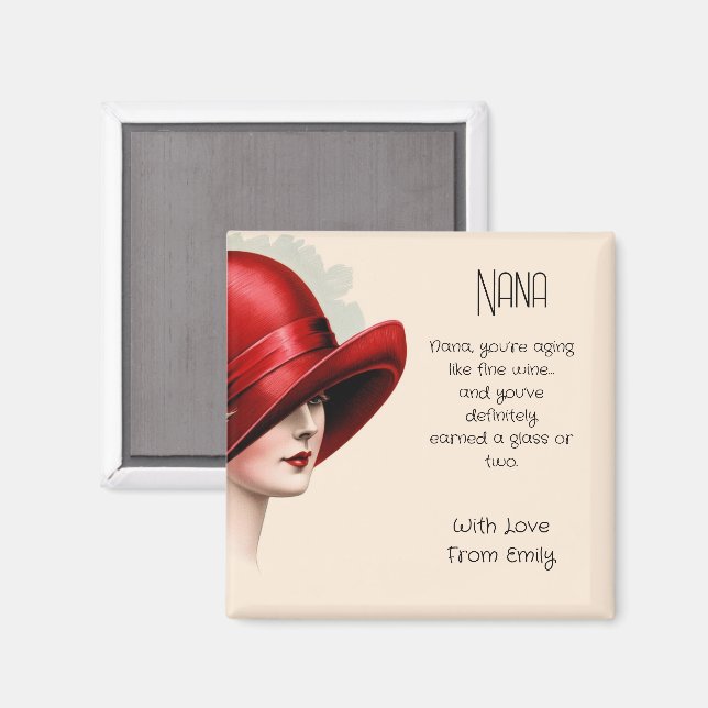 Art Deco Lady with the red hat Magnet (Front/Back)