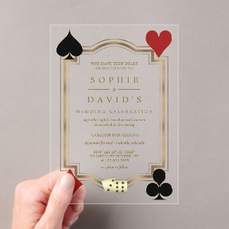 Art Deco Las Vegas Casino Royale Poker Wedding Acrylic Invitations