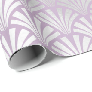 Art Deco Lavender  Silver Grey Scales Seashells Wrapping Paper