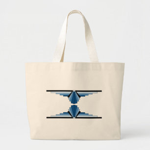 Art Deco Layers in Blue Large Tote Bag