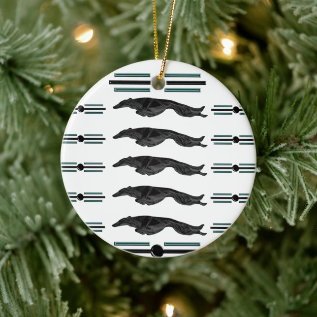 Art Deco Leaping Borzoi Christmas Ornament (Tree)