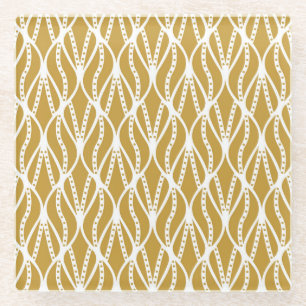 Art Deco leaves, classic seamless pattern. Glass Coaster