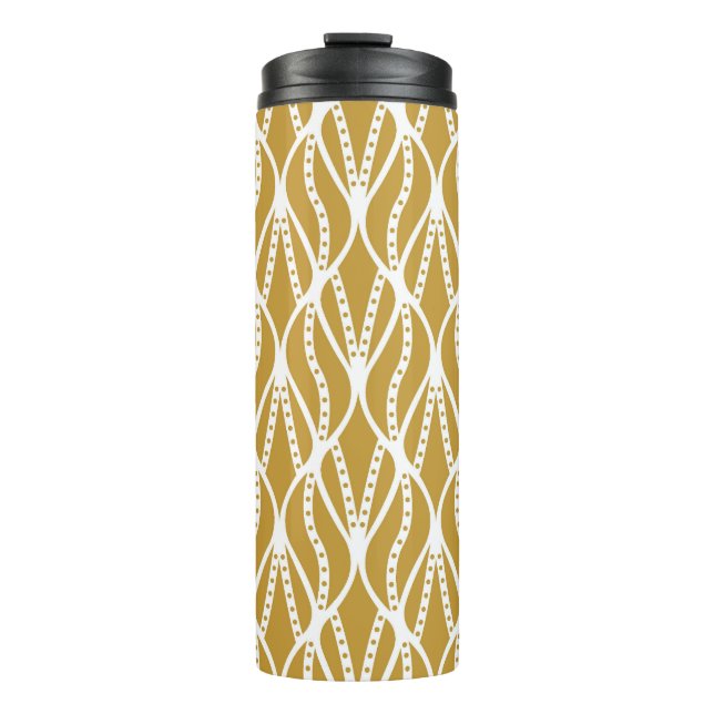 Art Deco leaves, classic seamless pattern. Thermal Tumbler (Front)