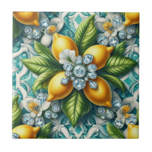 Art Deco Lemons and Diamonds Tile