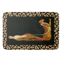 Art Deco Leopard Lady (ERTE) Leopard Skin Bath Mat
