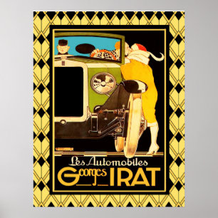 Art deco Les Automobiles Poster