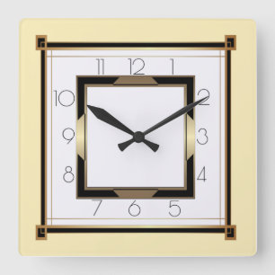 Art Deco light Square Wall Clock