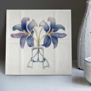 Art Deco Lilly Wall Decor Art Nouveau Ceramic Tile