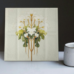 Art Deco Lilly Wall Decor Art Nouveau Ceramic Tile