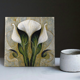 Art Deco lilly Wall Decor Art Nouveau Ceramic Tile