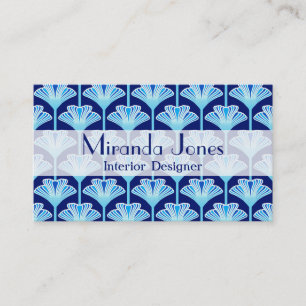 Art Deco Lily, Cobalt Blue, Aqua and White Business Card