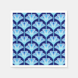 Art Deco Lily, Cobalt Blue, Aqua and White Napkin