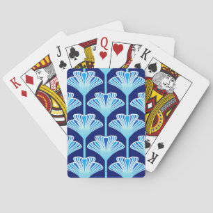 Art Deco Lily, Cobalt Blue, Aqua and White Playing Cards