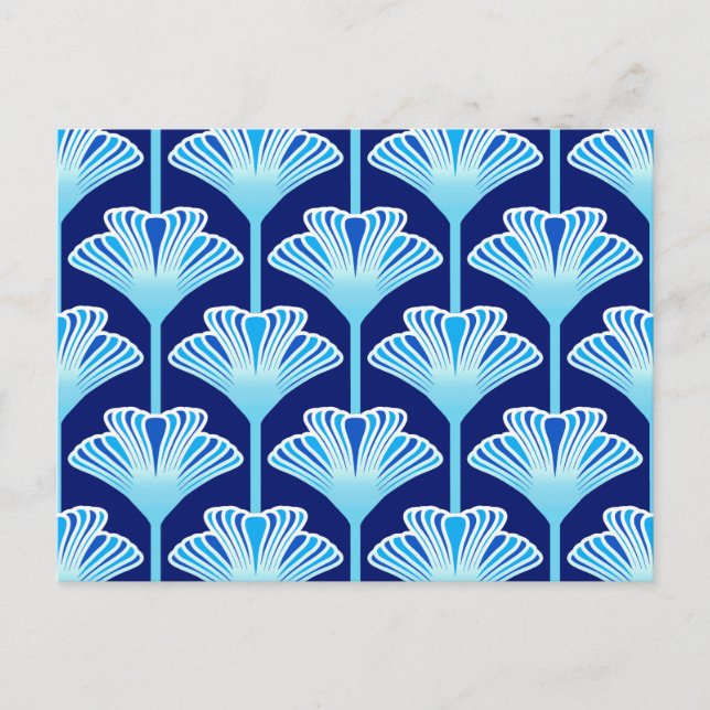 Art Deco Lily, Cobalt Blue, Aqua and White Postcard (Front)